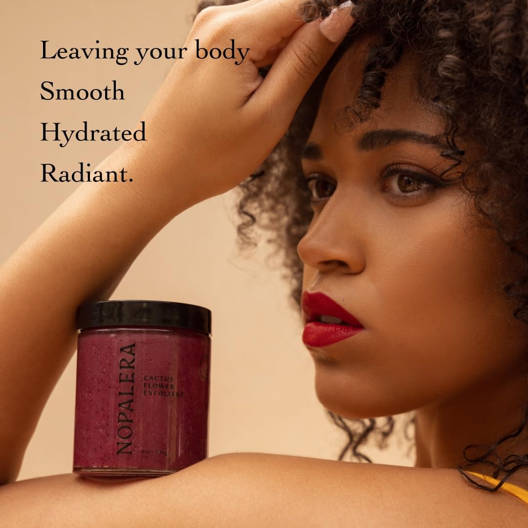 Nopalera Hibiscus Exfoliant jar close-up showing creamy texture.