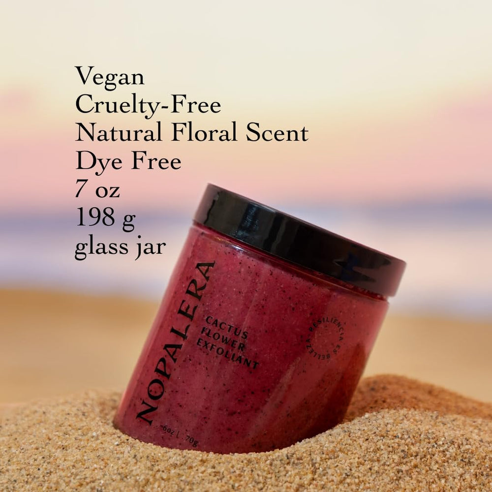 Nopalera Hibiscus Exfoliant massage action for cleansing and glow.
