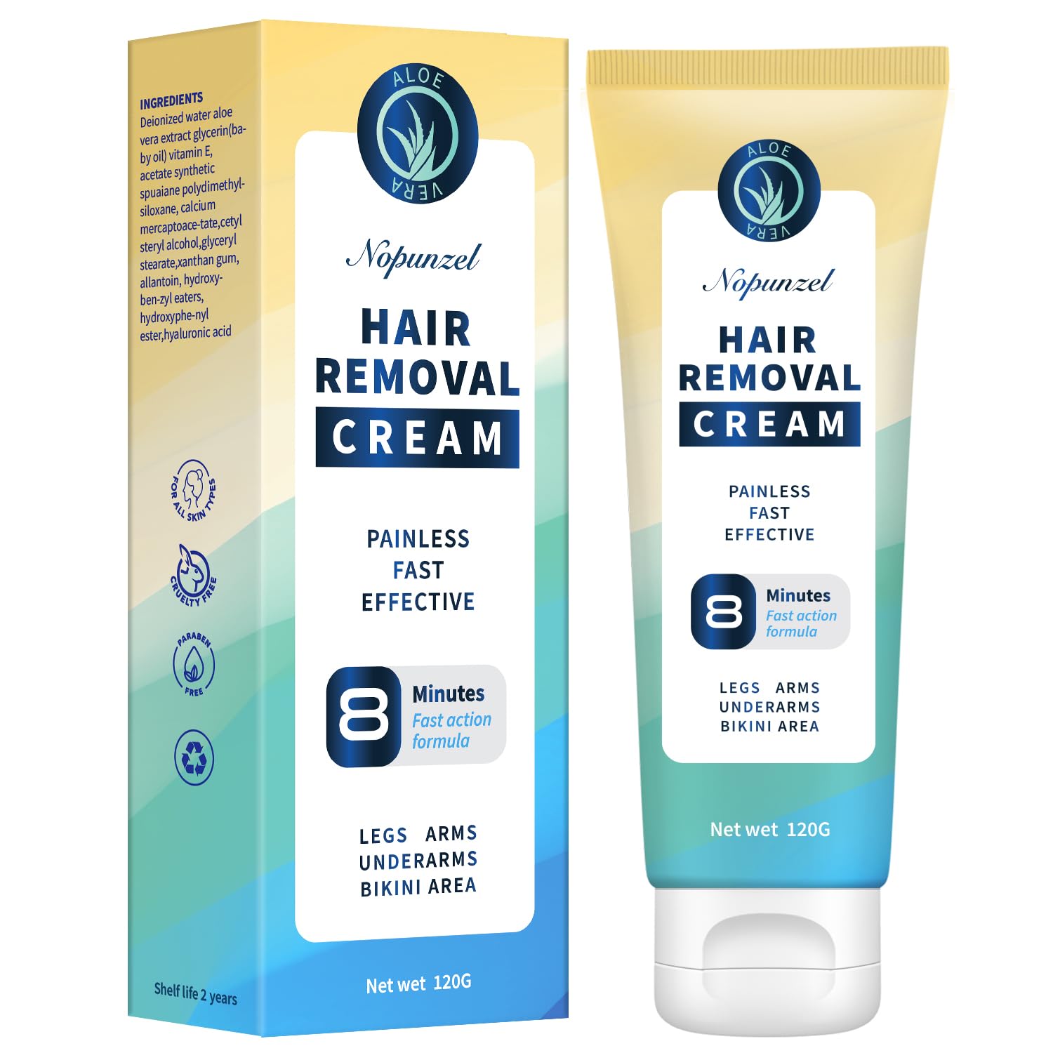 NOPUNZEL hair removal cream bottle for at-home depilation convenience