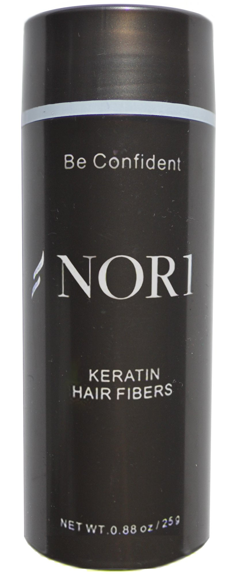 Nor1 Keratin Hair Fibers bottle ready to conceal thinning areas for a natural blend
