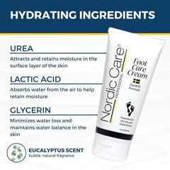 Non-greasy Nordic Care Foot Cream on feet