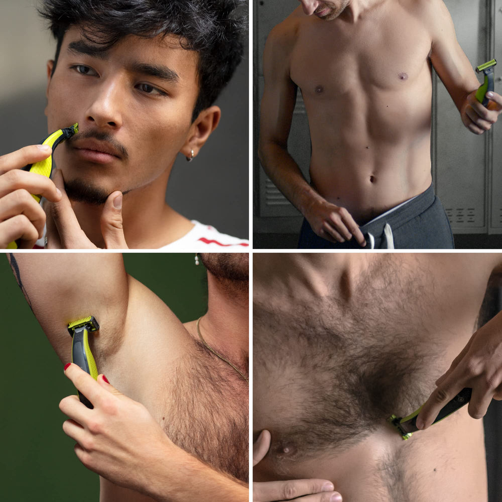 Norelco OneBlade shaving action with smooth glide.