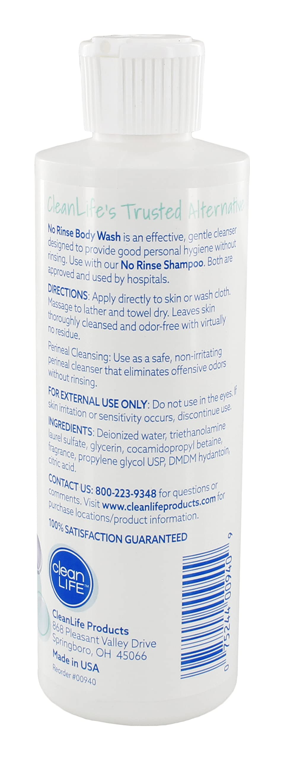 No-Rinse Clean Life Body Bath foam for easy cleansing.