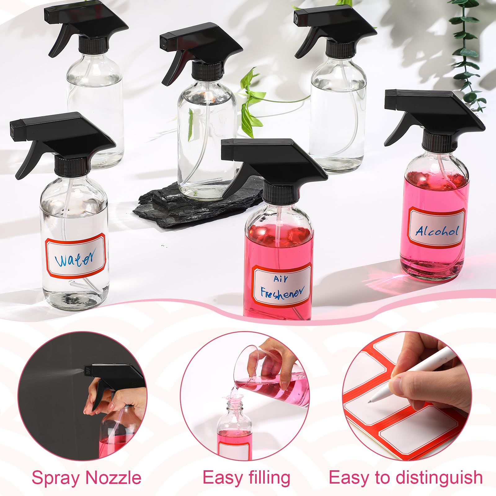 Norme label stickers for easy liquid naming and organization after refilling.
