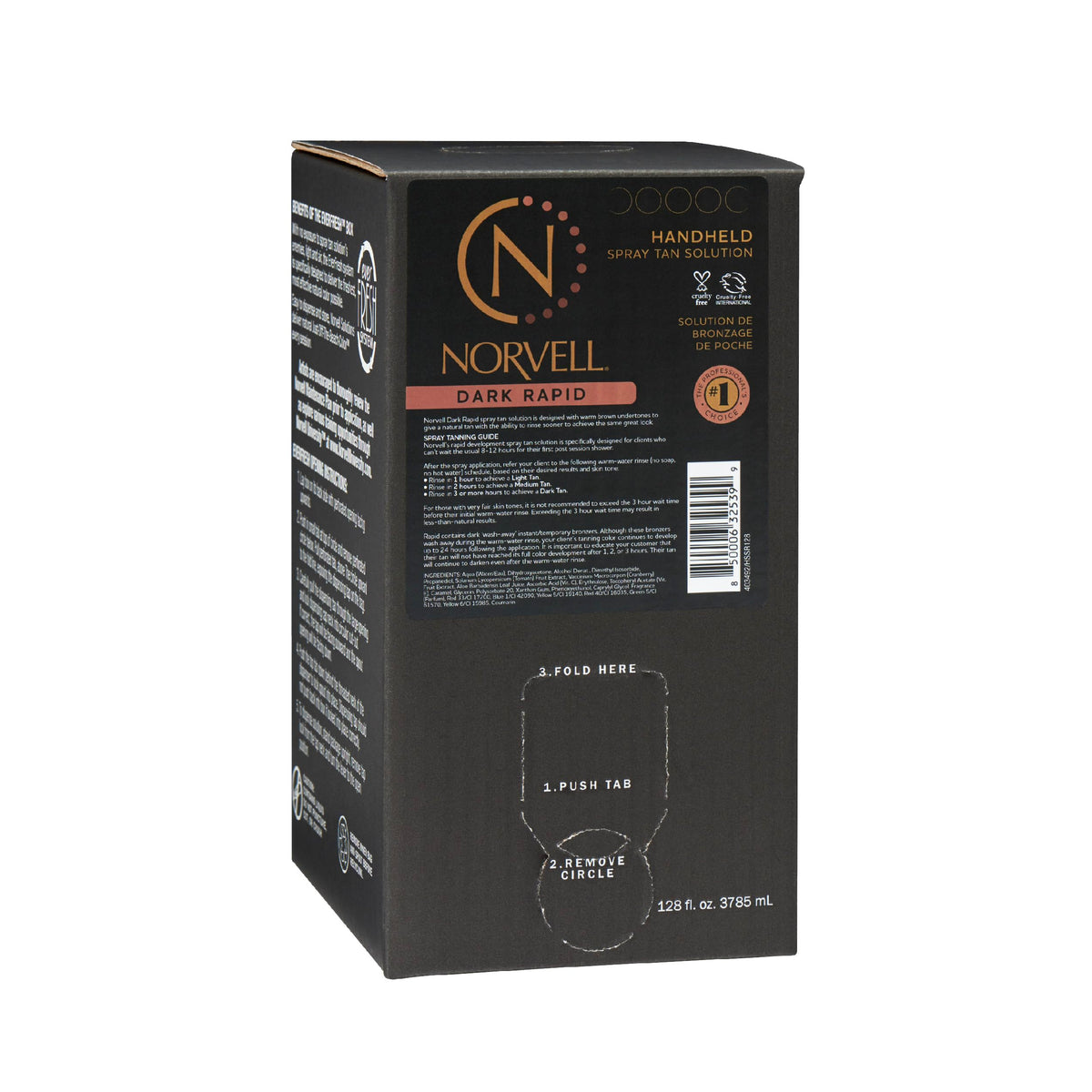 Norvell Premium Spray Tan Dark Rapid bottle shows fast color development.