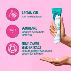 Not Your Mother's All Eyes On Me hands applying product for smoothing and frizz control
