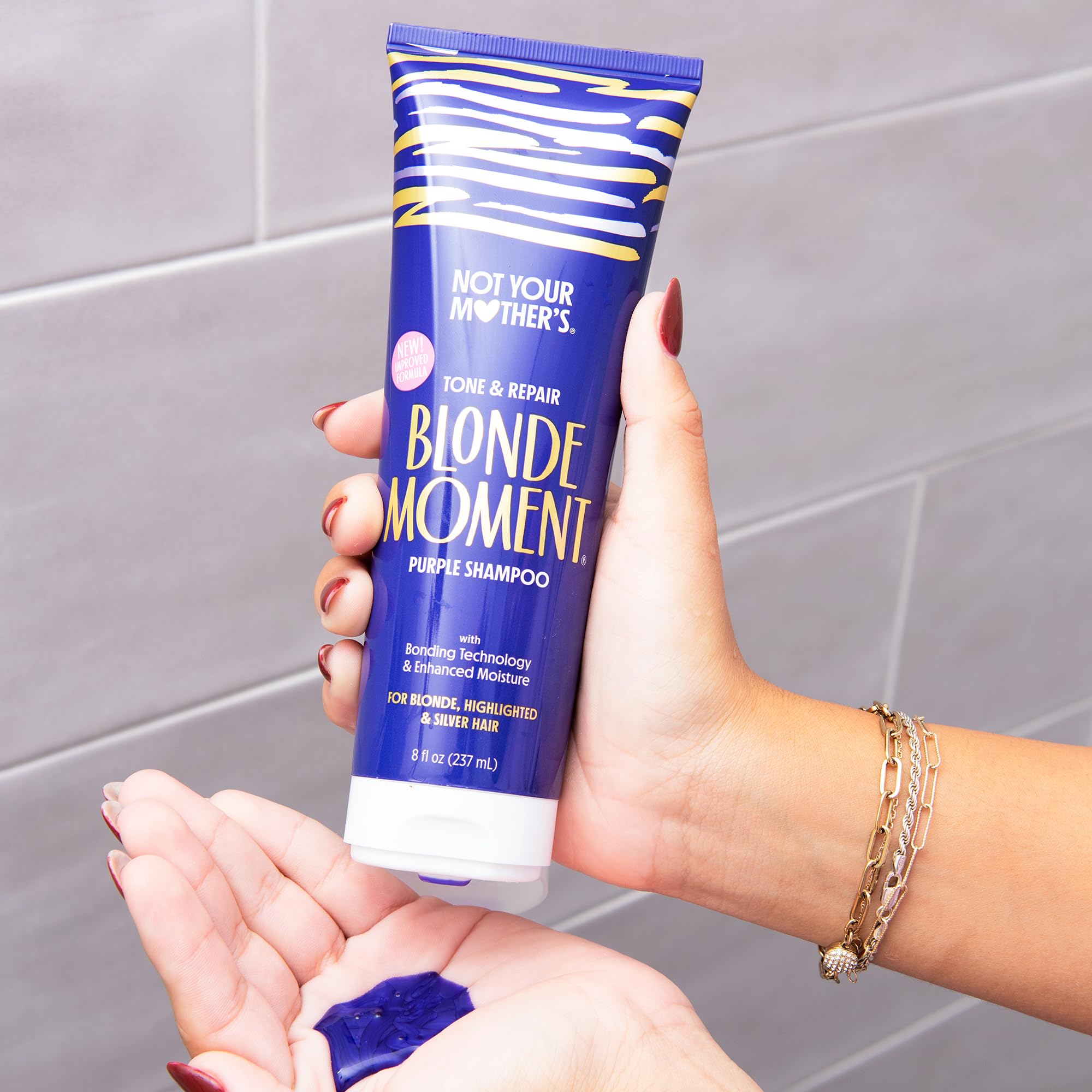 Not Your Mother's Blonde Moment purple conditioner tube ready for hydrating care