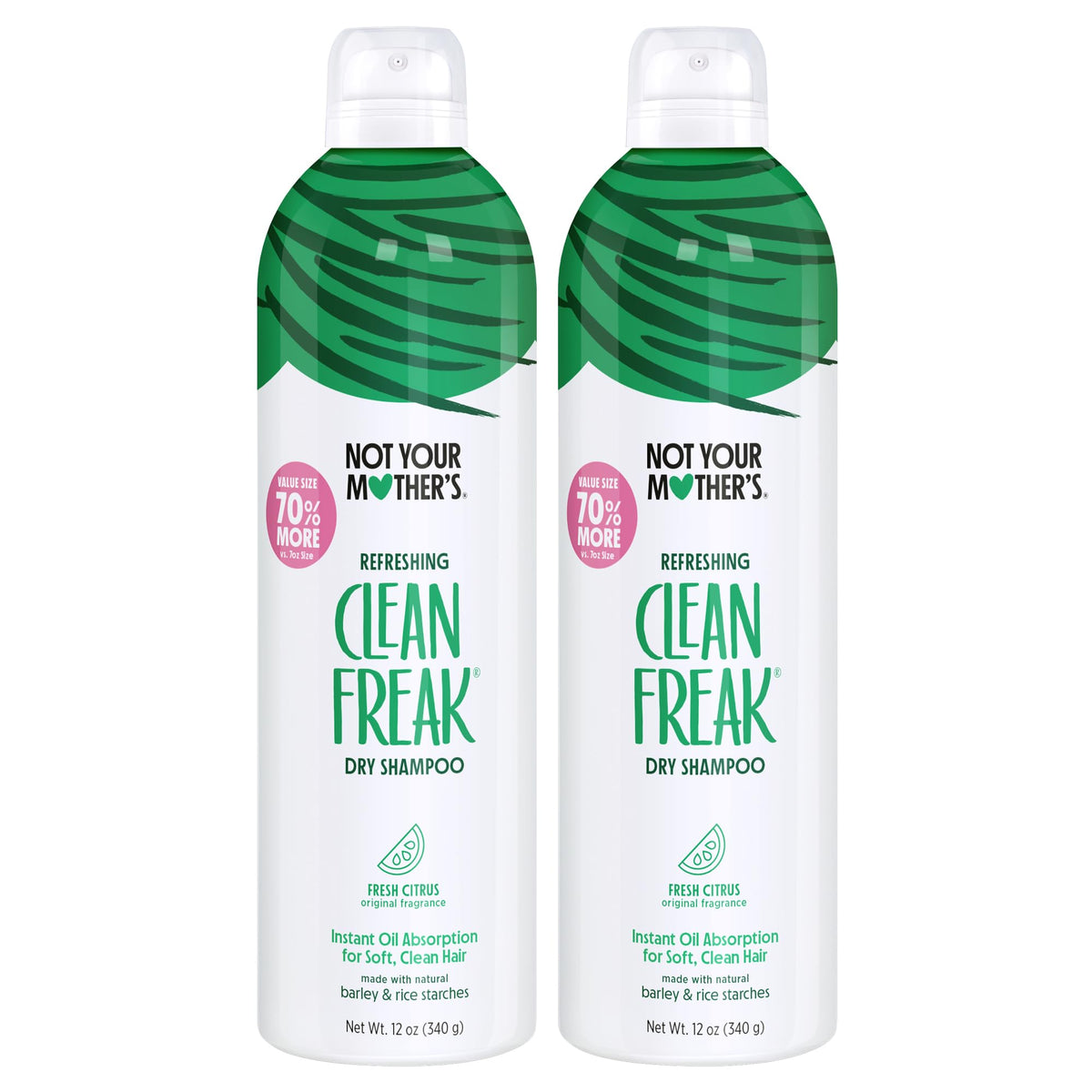Not Your Mother's Clean Freak dry shampoo bottle front with fresh citrus scent.