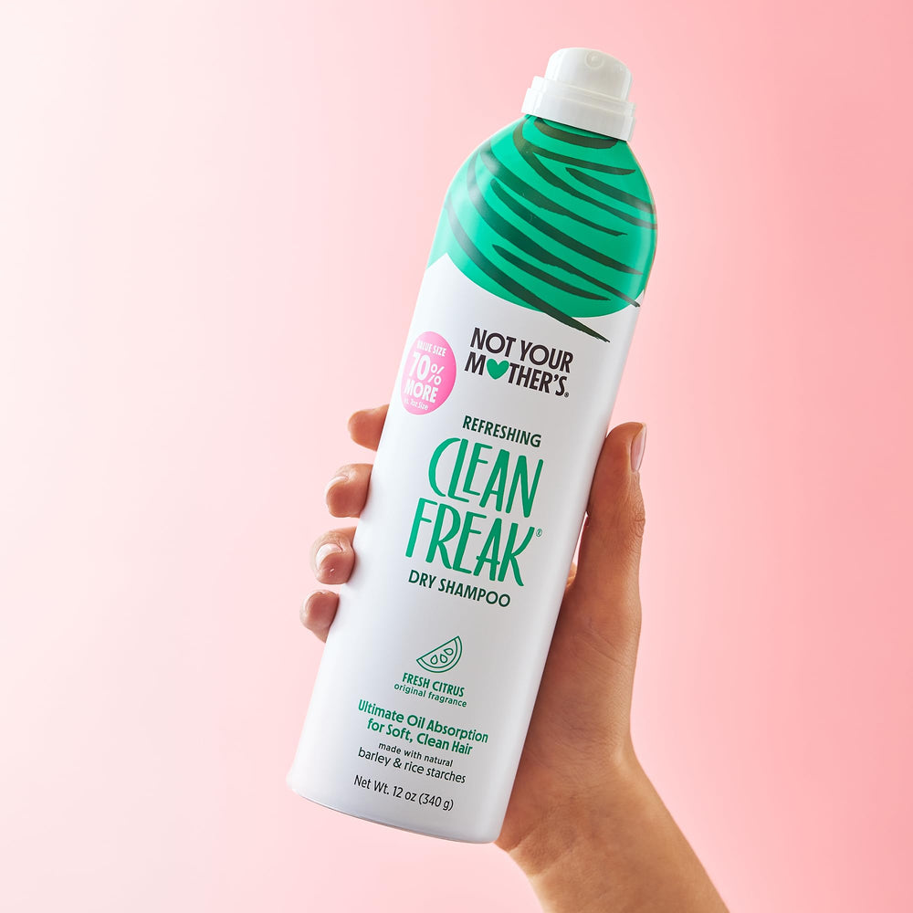 Close-up of Not Your Mother's Clean Freak label showing fresh citrus fragrance.