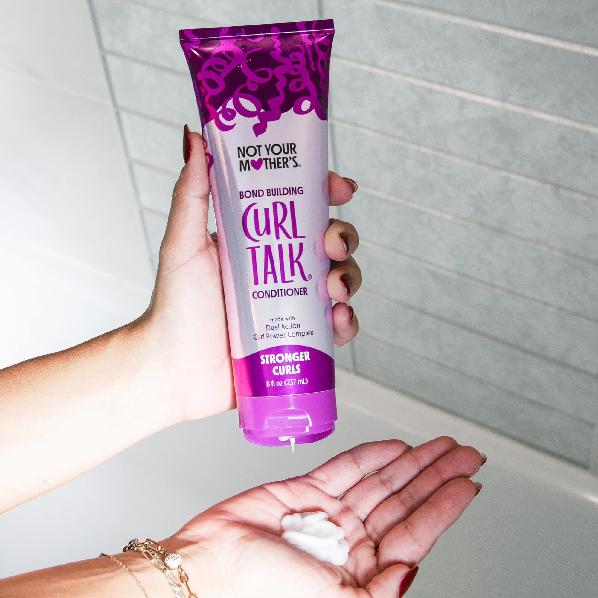 Not Your Mother's Curl Talk Bond Building Shampoo label close-up.