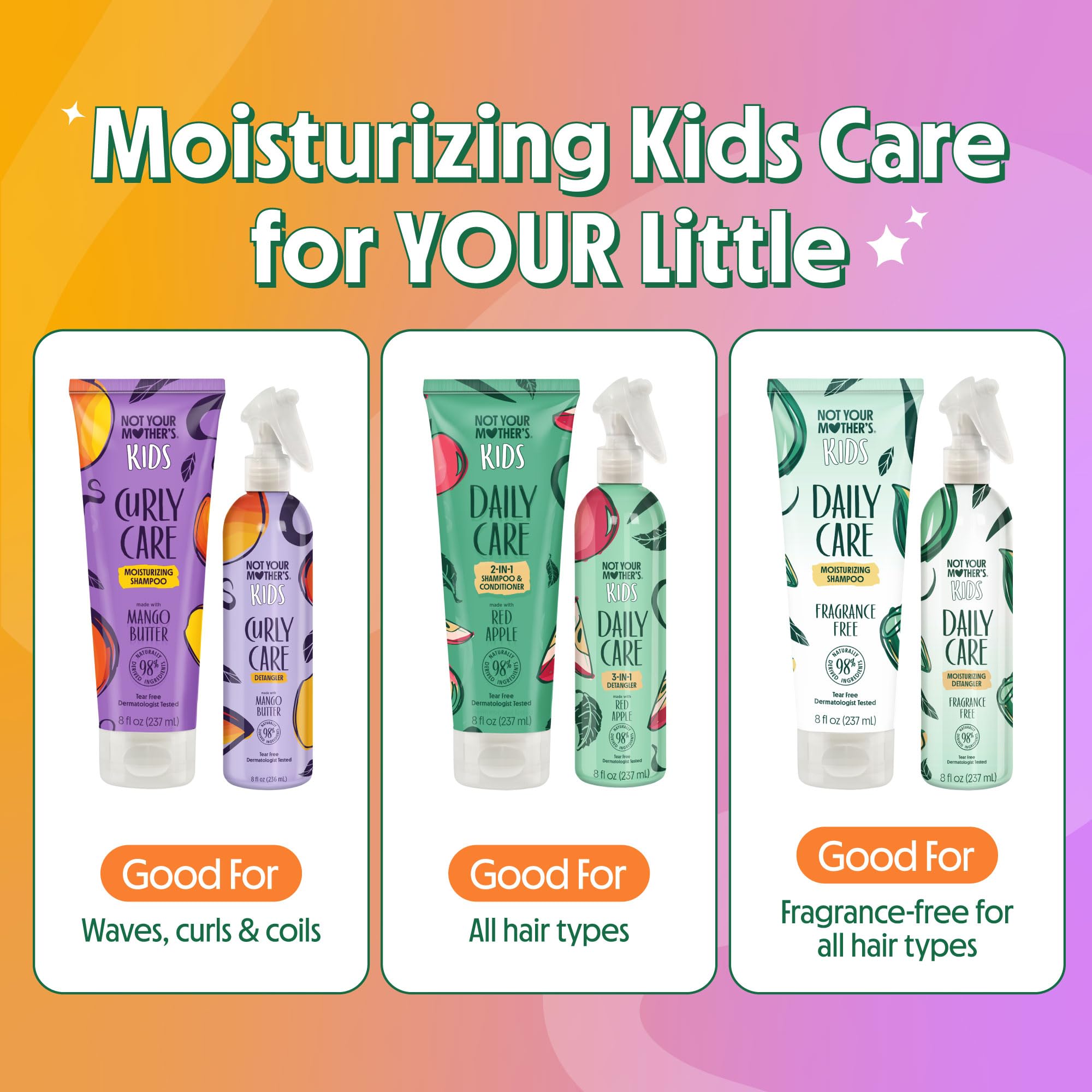 Not Your Mother's Kids Daily Care Bundle packaging shot, showing safe, gentle formulas.