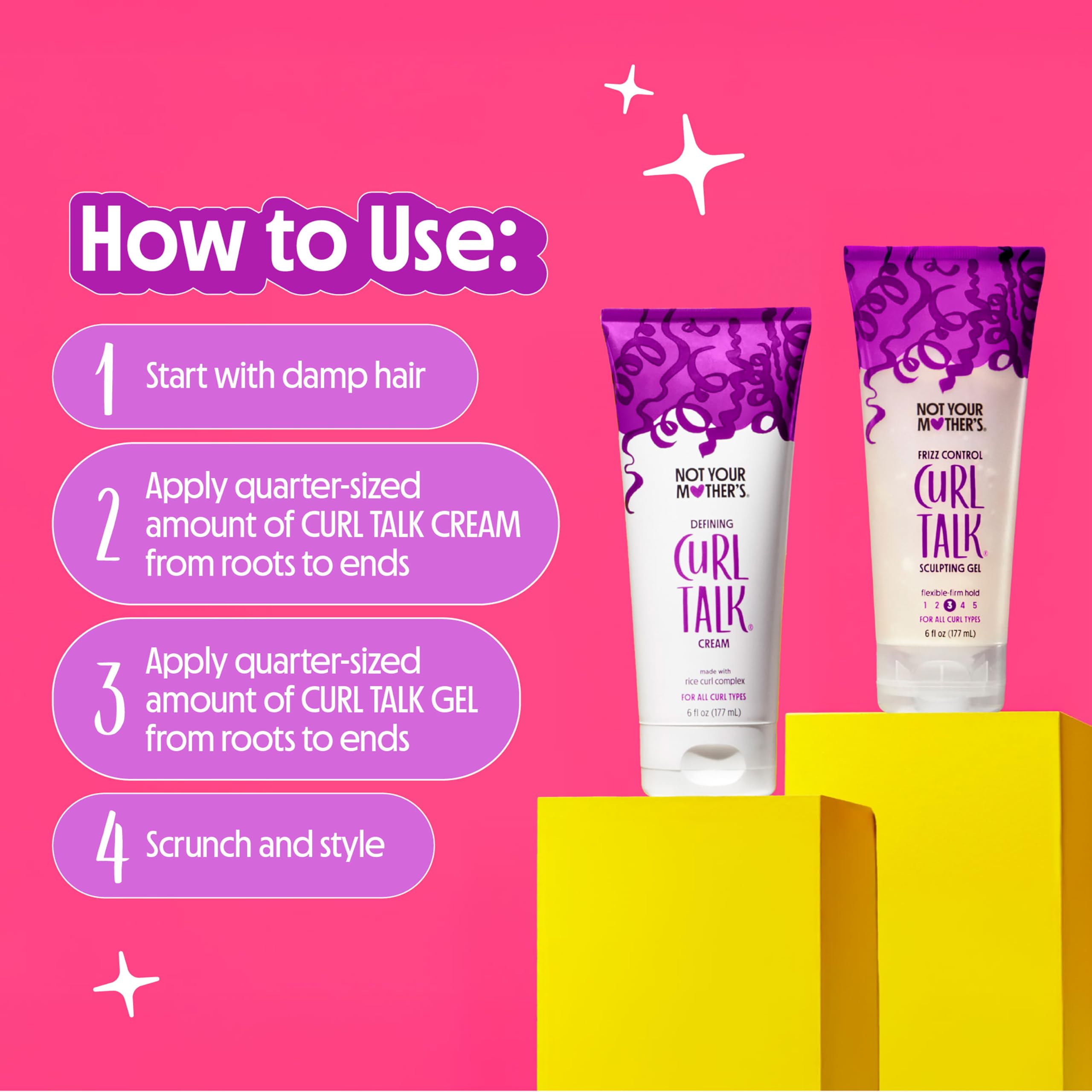 Packaging display on shelf features Not Your Mother's branding and key benefits.