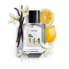 Noteworthy Brightside bottle front view highlighting citrus and vanilla for everyday freshness.
