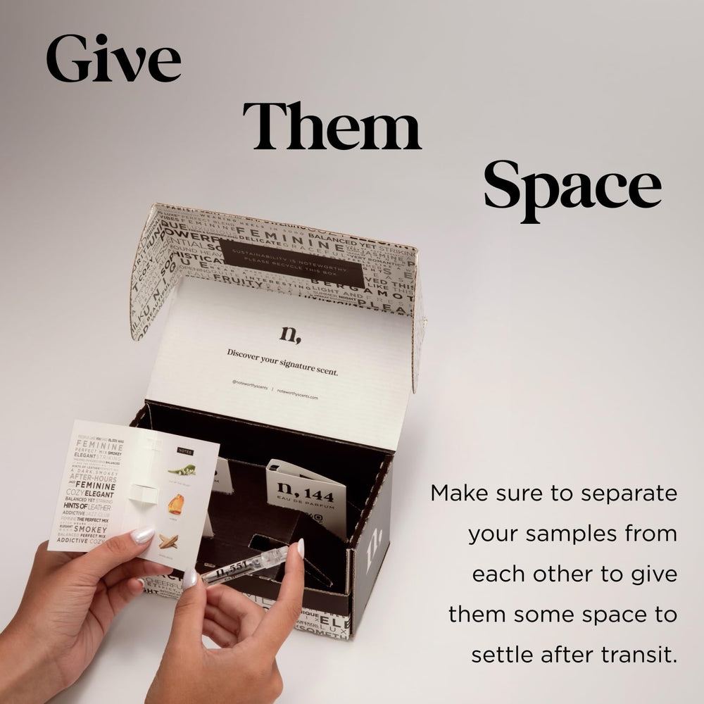 Noteworthy Fragrance Sampler gift-ready packaging suitable for thoughtful gifting.
