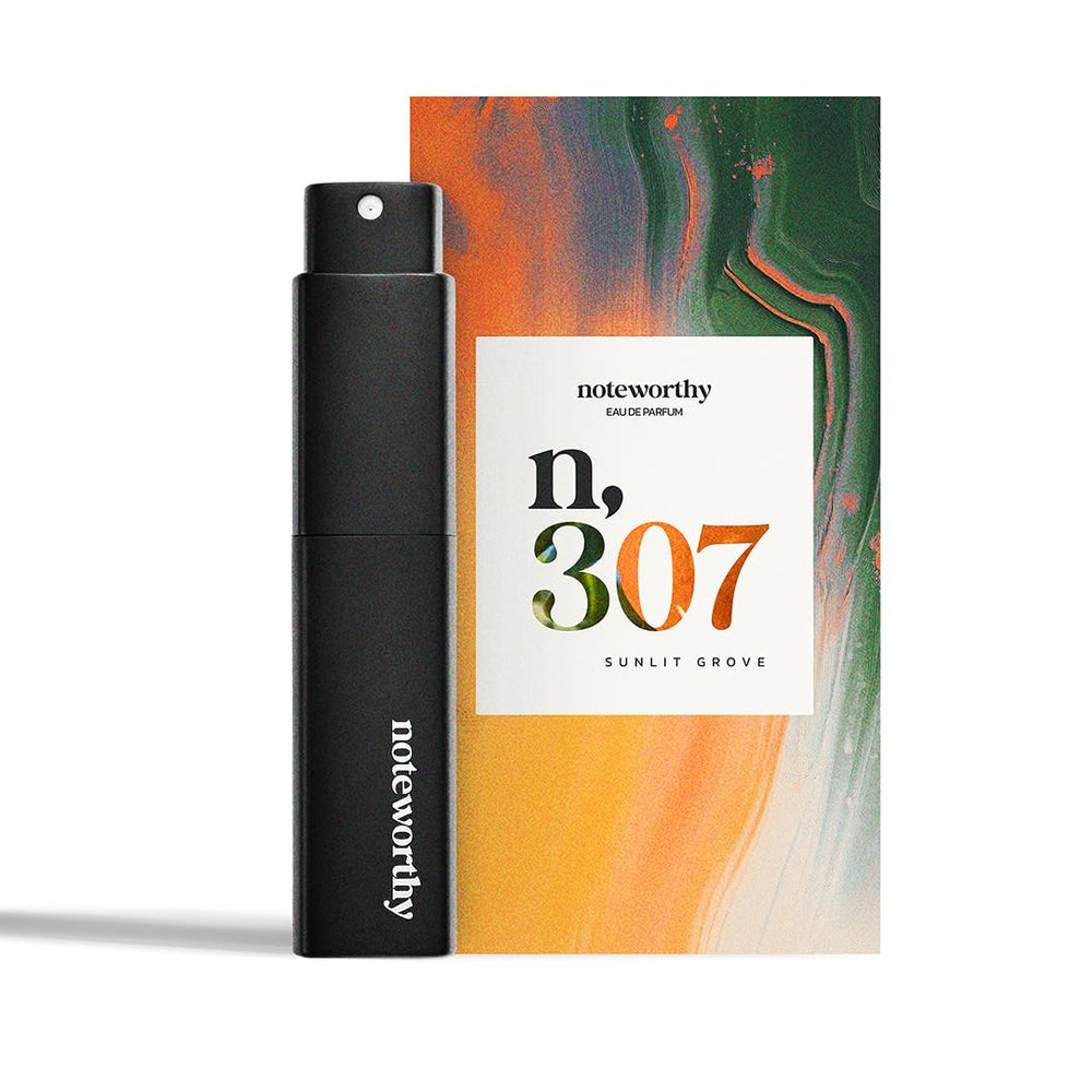 Noteworthy n307 Eternal Sunsine bottle front, showcasing vibrant citrus notes for daytime freshness.