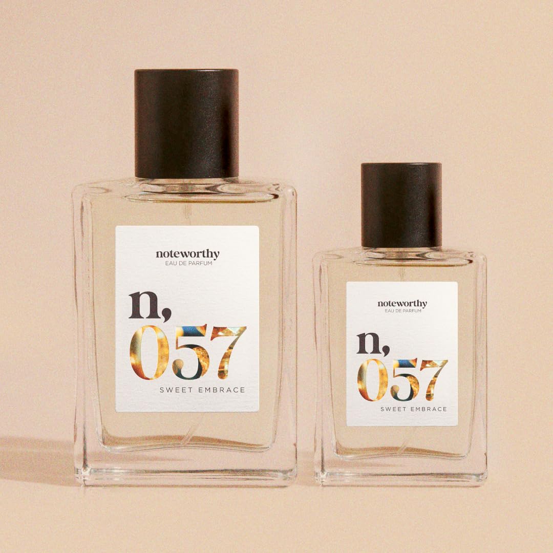 Noteworthy Sweet Embrace label front, unisex fragrance for any occasion