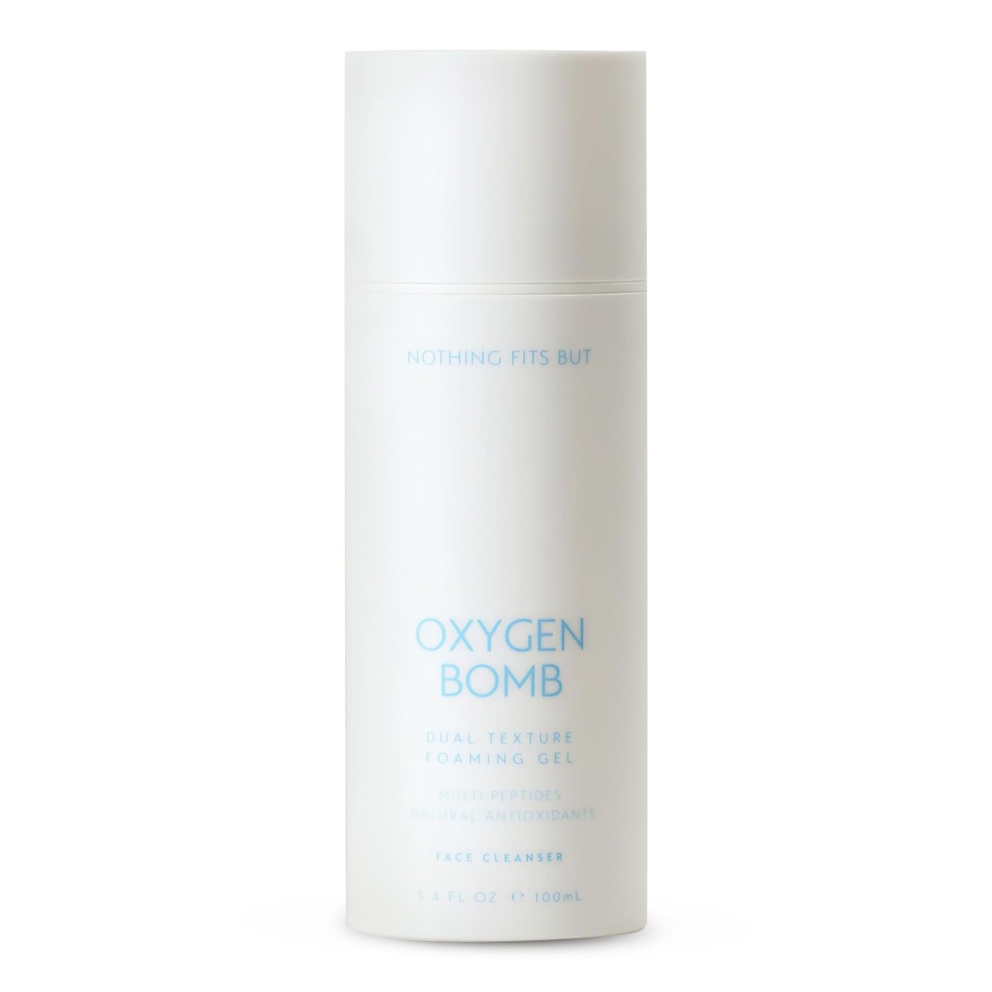Nothing Fits But Oxygen Bomb bottle pour demonstrates easy, precise dispensing for daily cleansing.