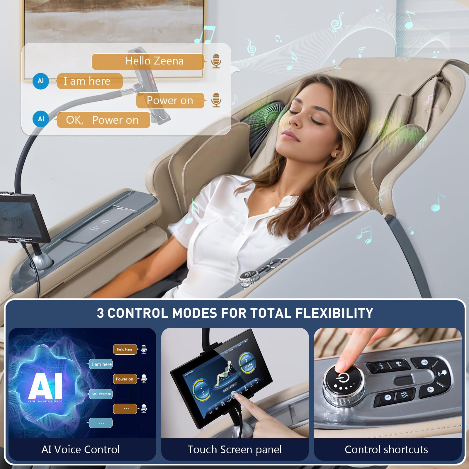 Notired massage chair full-body airbags wrap shoulders to feet for comprehensive massage.