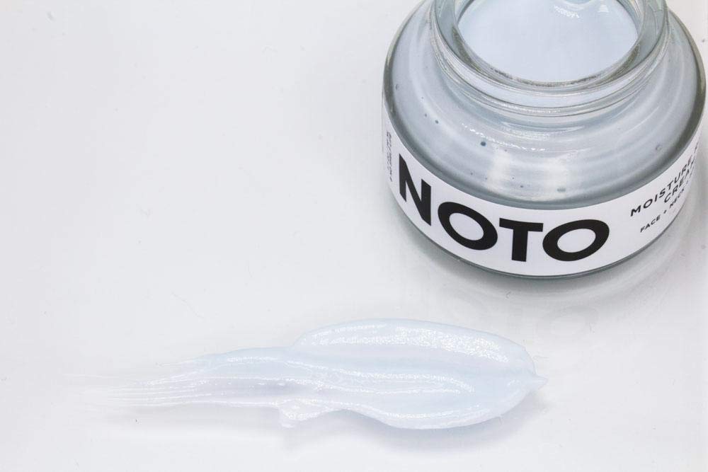 Noto Botanics Moisture Riser Cream packaging highlights clean, paraben-free formula.