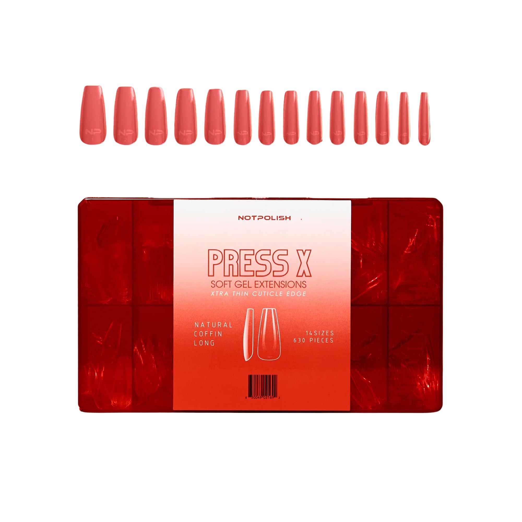 Notpolish PRESS X soft gel nail extensions with long coffin tips, durable and easy to apply