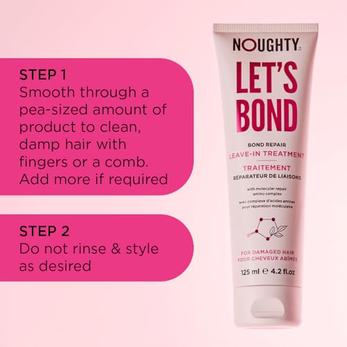 Noughty Let's Bond Builder on hair strands close-up highlights repair and shine on each strand