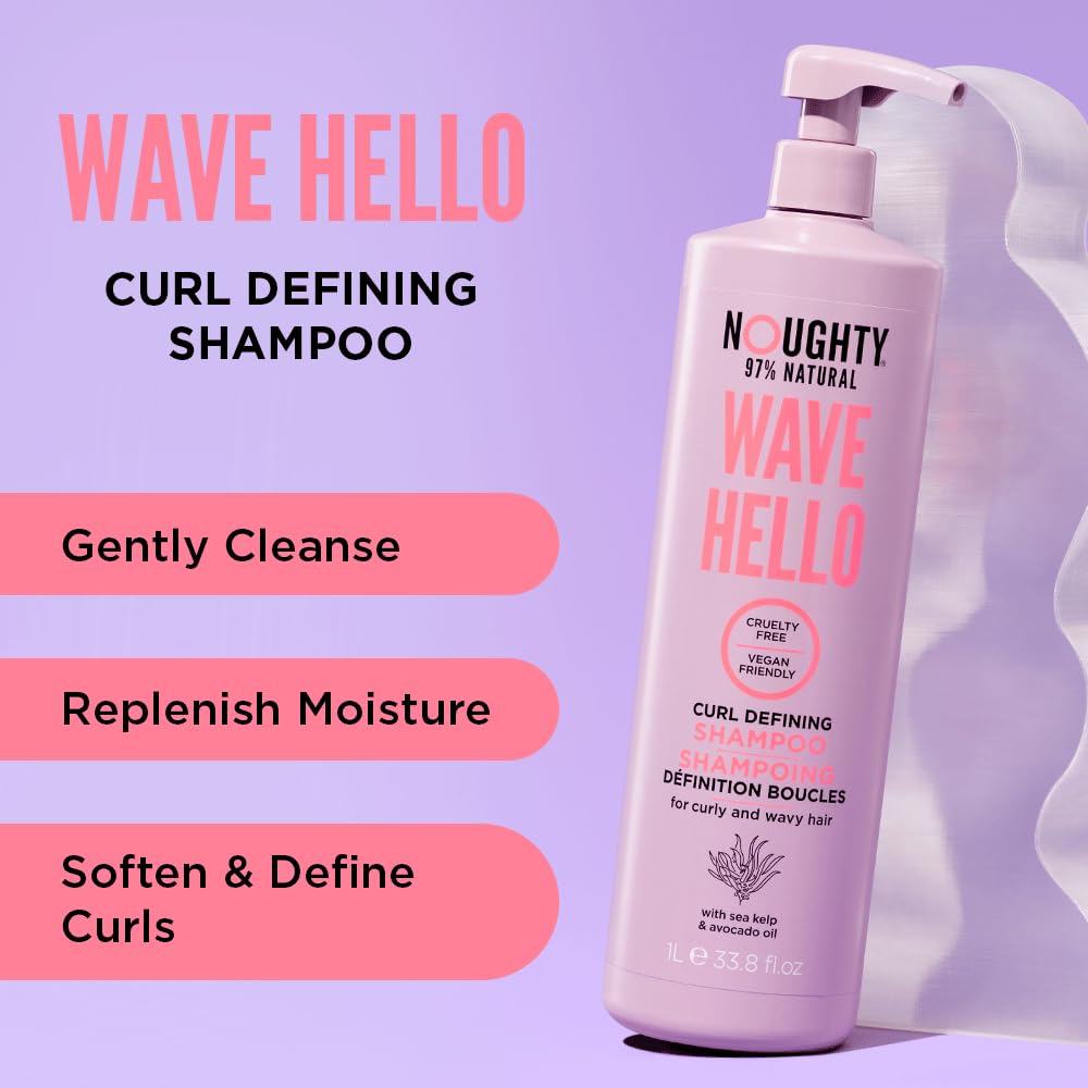 Noughty Wave Hello rich-foam lather demonstrates gentle cleansing for curls.