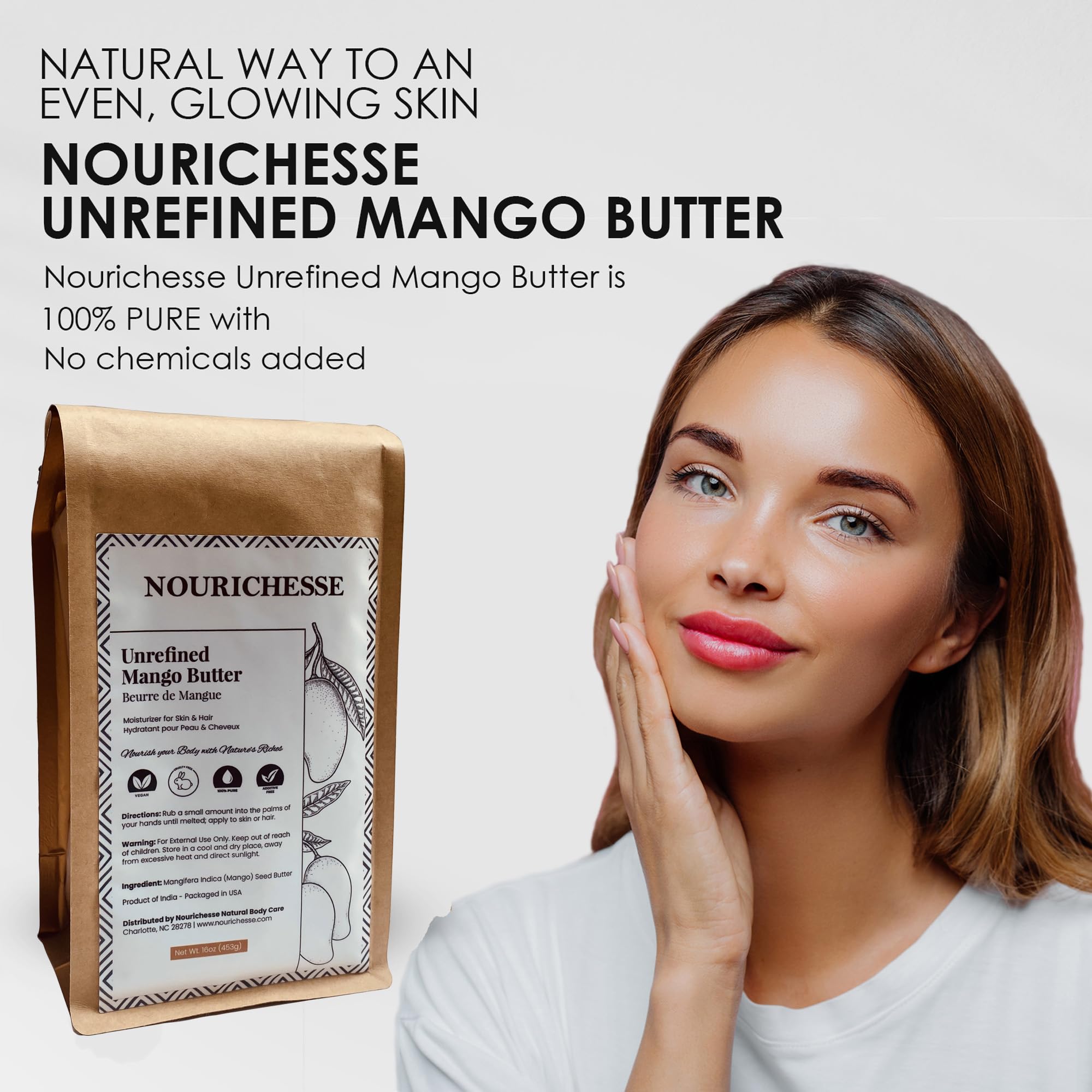 Hair care use of Nourichesse mango butter for shine and manageability