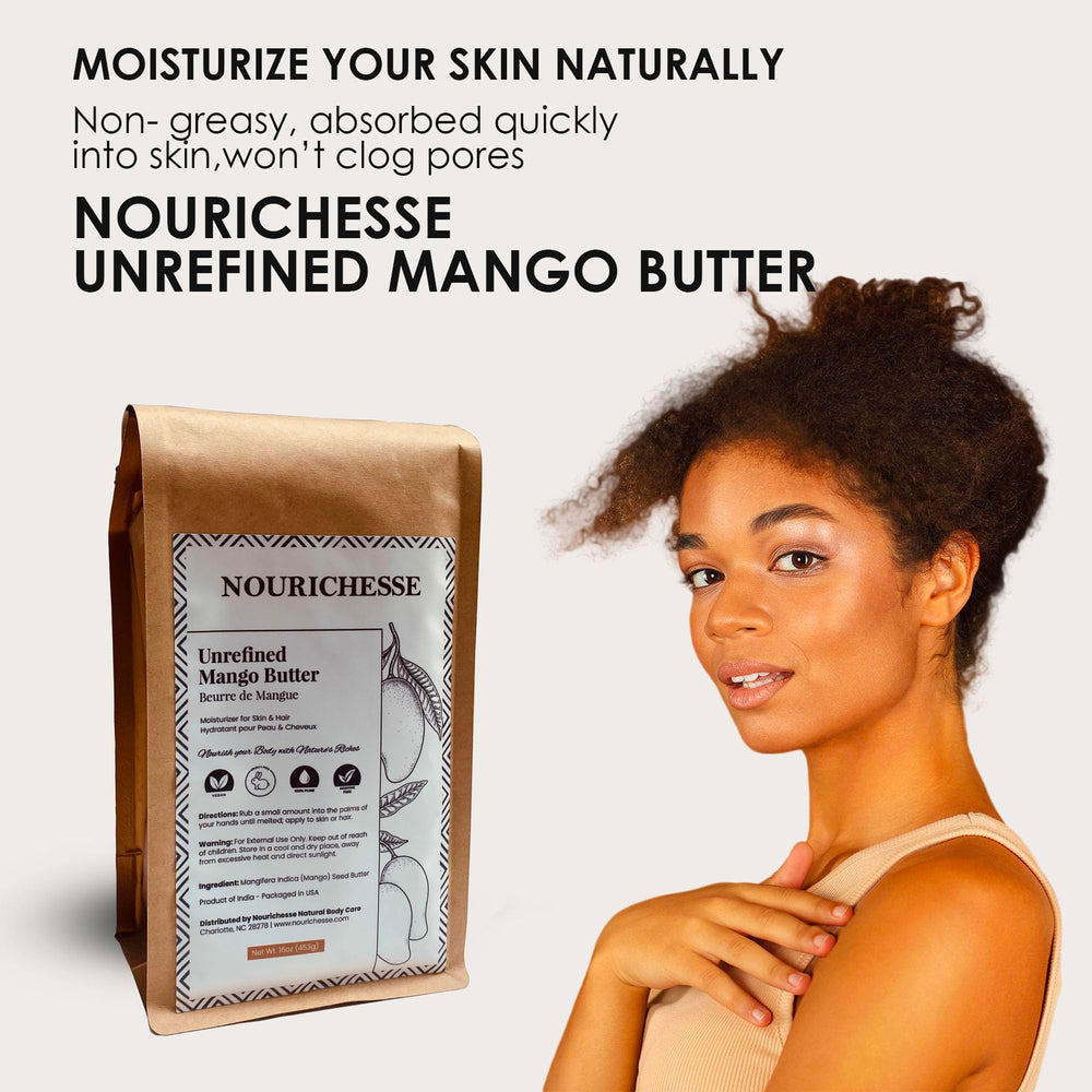 Nourichesse mango butter jar highlights premium packaging and consistency
