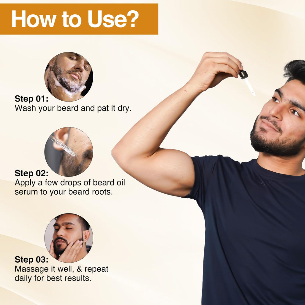 NOURISH MANTRA beard growth oil serum packaging on shelf