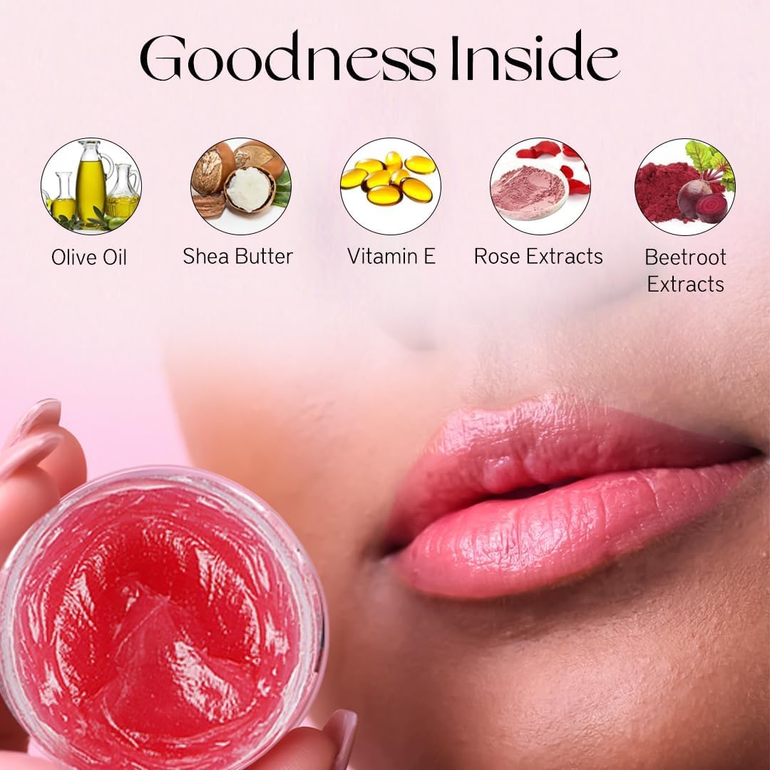 Nourish Mantra Beetroot Rose Lip Balm application on lips for smooth base
