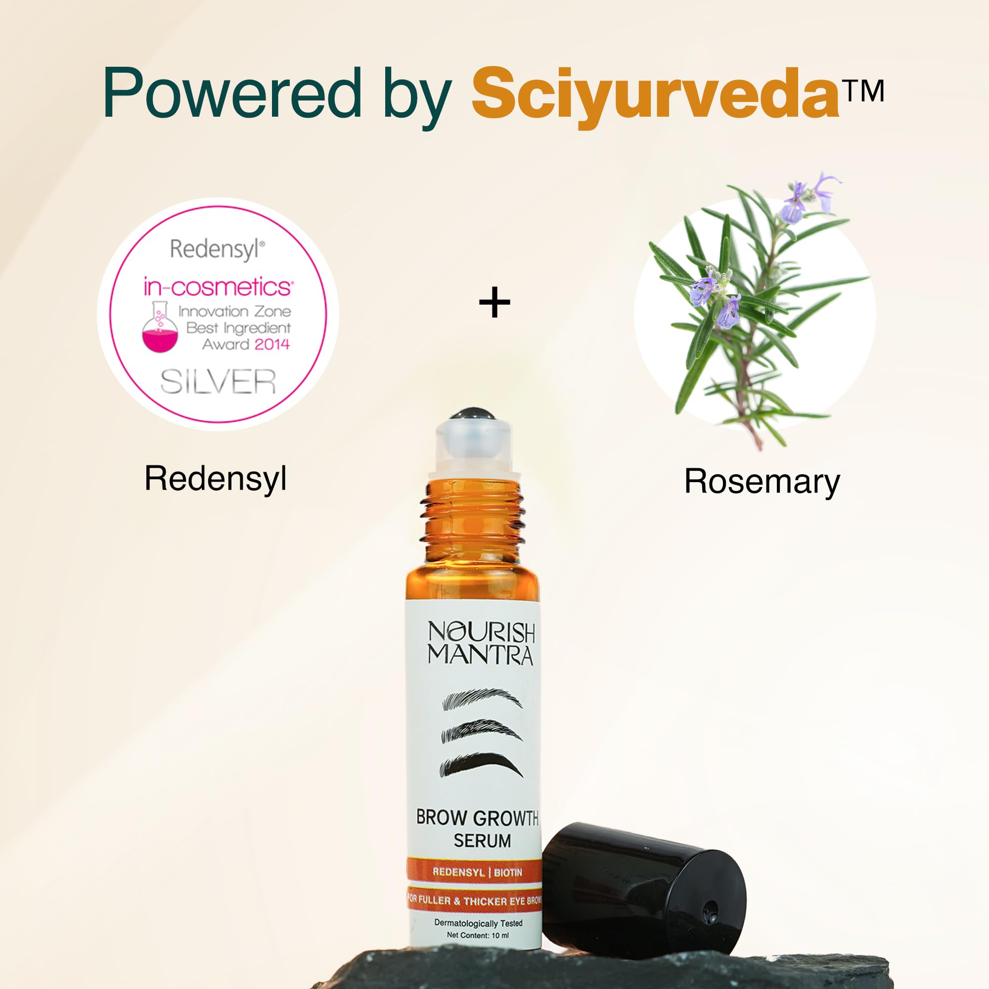 Nourish Mantra Eyebrow Growth Serum dropper application enables precise brow care