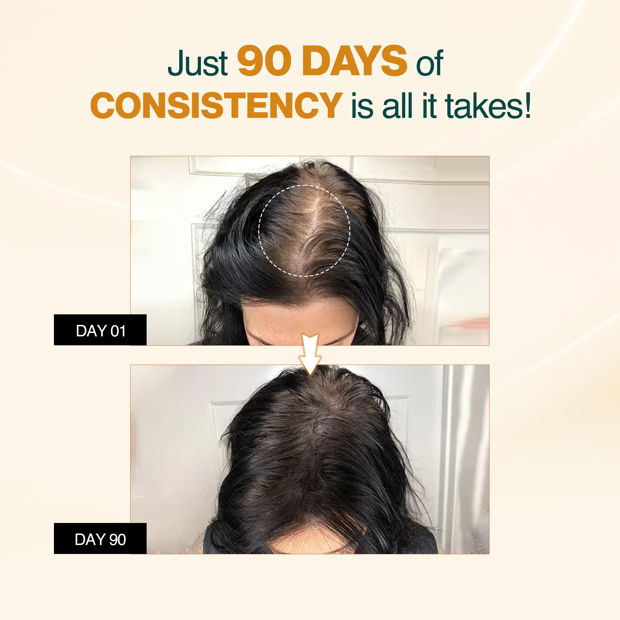 Nourish Mantra serum texture shown for lightweight glide on hair and scalp.