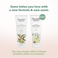 Nourish Organic Almond Vanilla lotion dispense enables easy one-hand use.