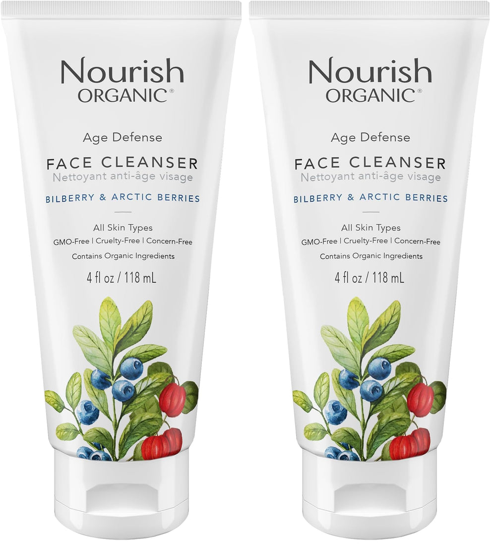 Nourish Organic Face Cleanser bottle 4oz for hydrating, anti-aging cleanse.