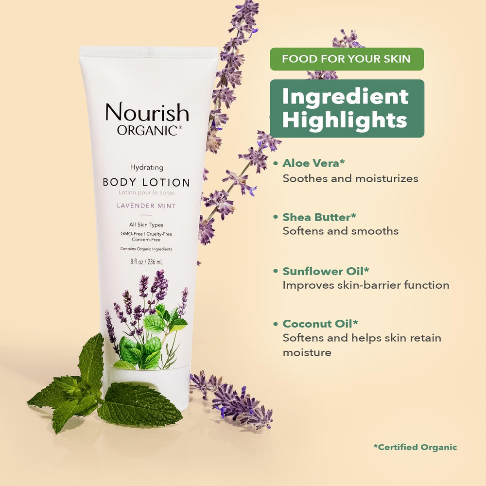 Nourish Organic Lavender Mint includes a washable cotton round for facial care.