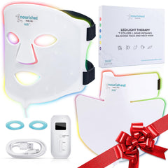 Nourished Bodynskin 7colors LED mask covers face and neck for multi-color light therapy.