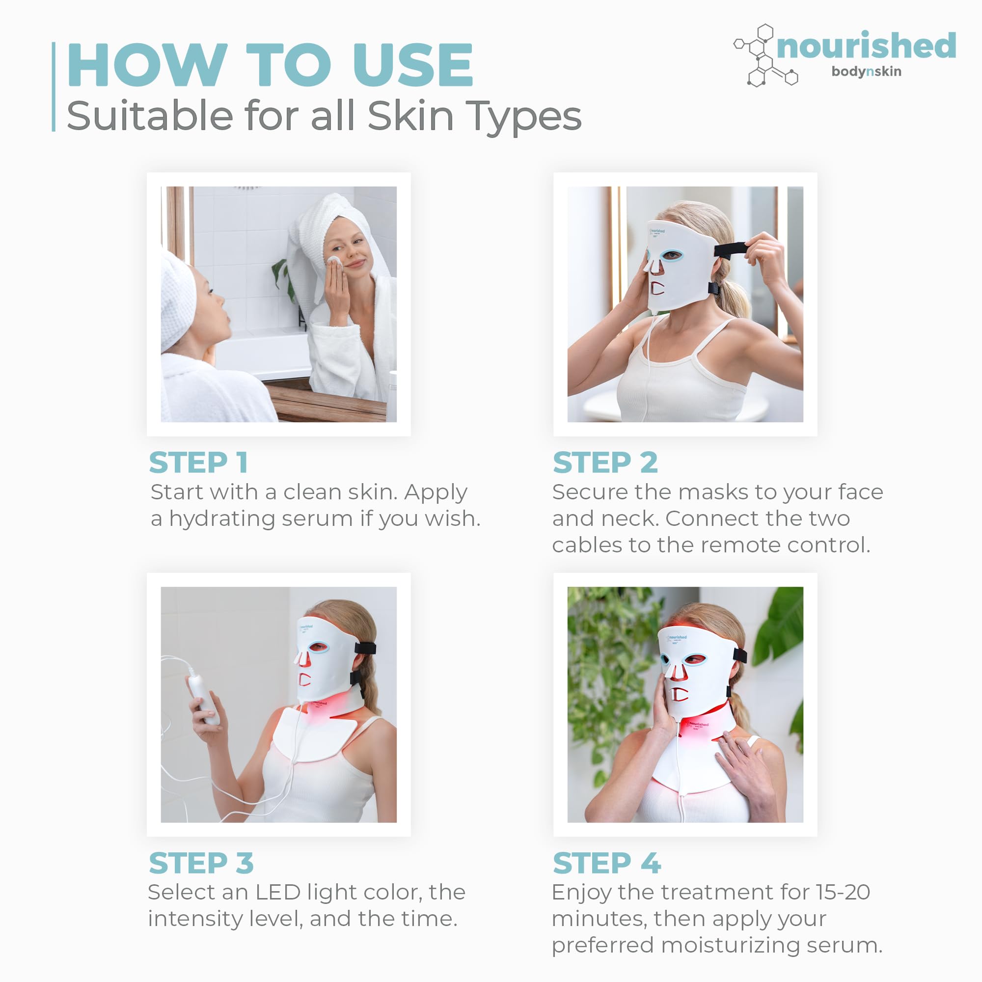 Nourished Bodynskin LED mask decolletage-target design for neck and chest