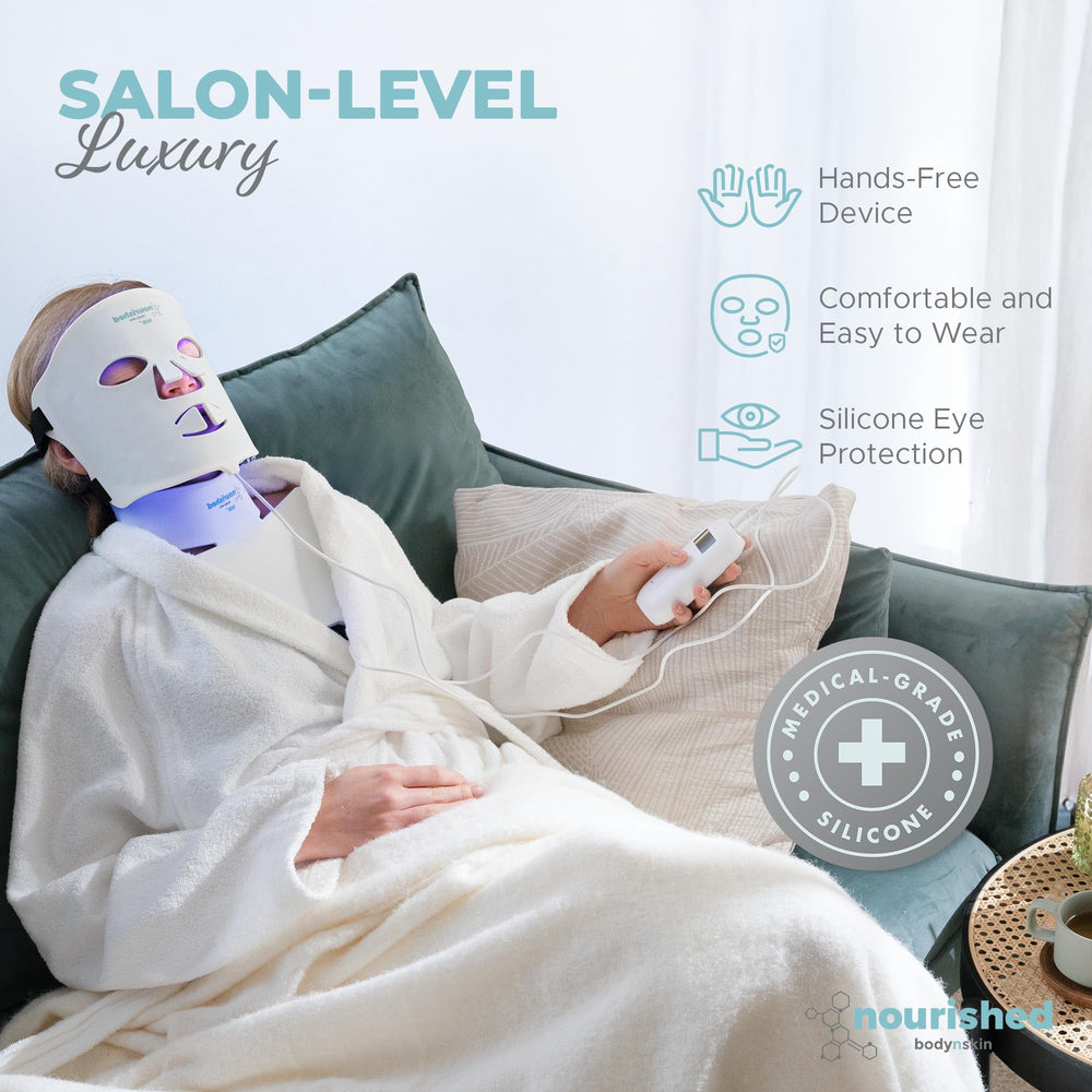 Nourished Bodynskin LED mask silicone-base construction for comfortable wear