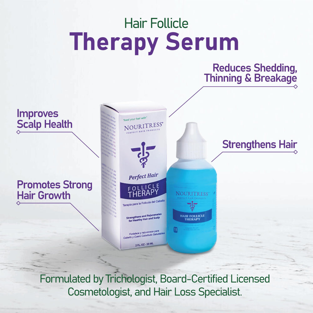 NouriTress serum dropper applying to scalp in routine
