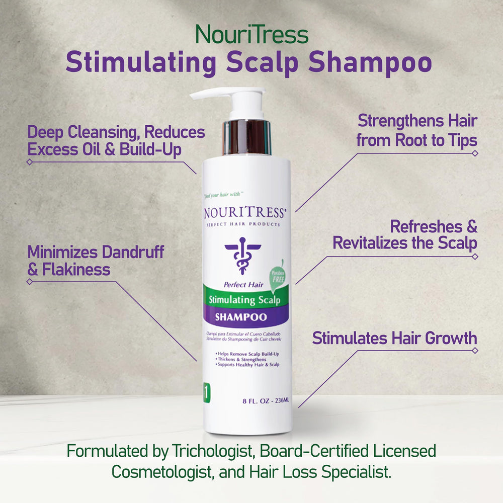 NouriTress Stimulating Scalp Shampoo foaming lather delivers deep-clean feel