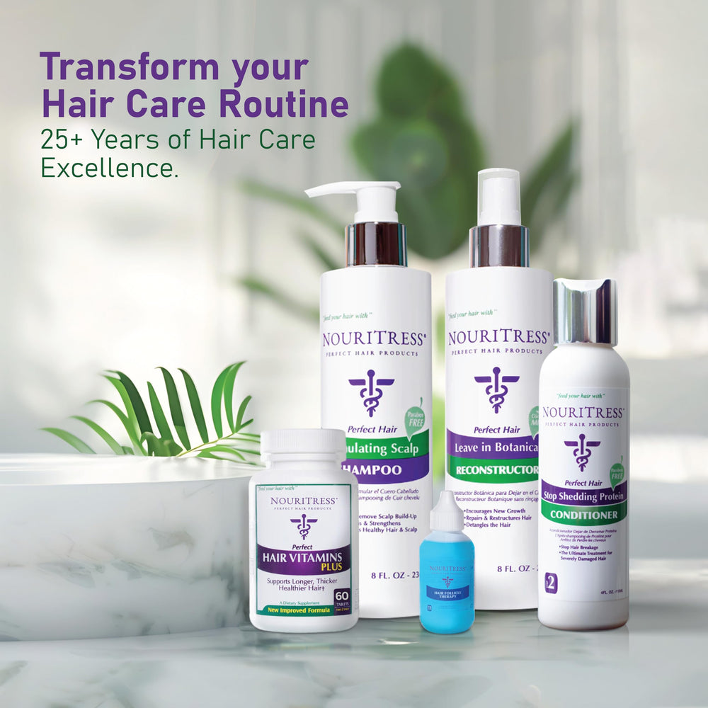 NouriTress Stimulating Scalp Shampoo packaging and label on display