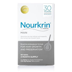Nourkrin Man packaging showing bundle with free shampoo and conditioner.