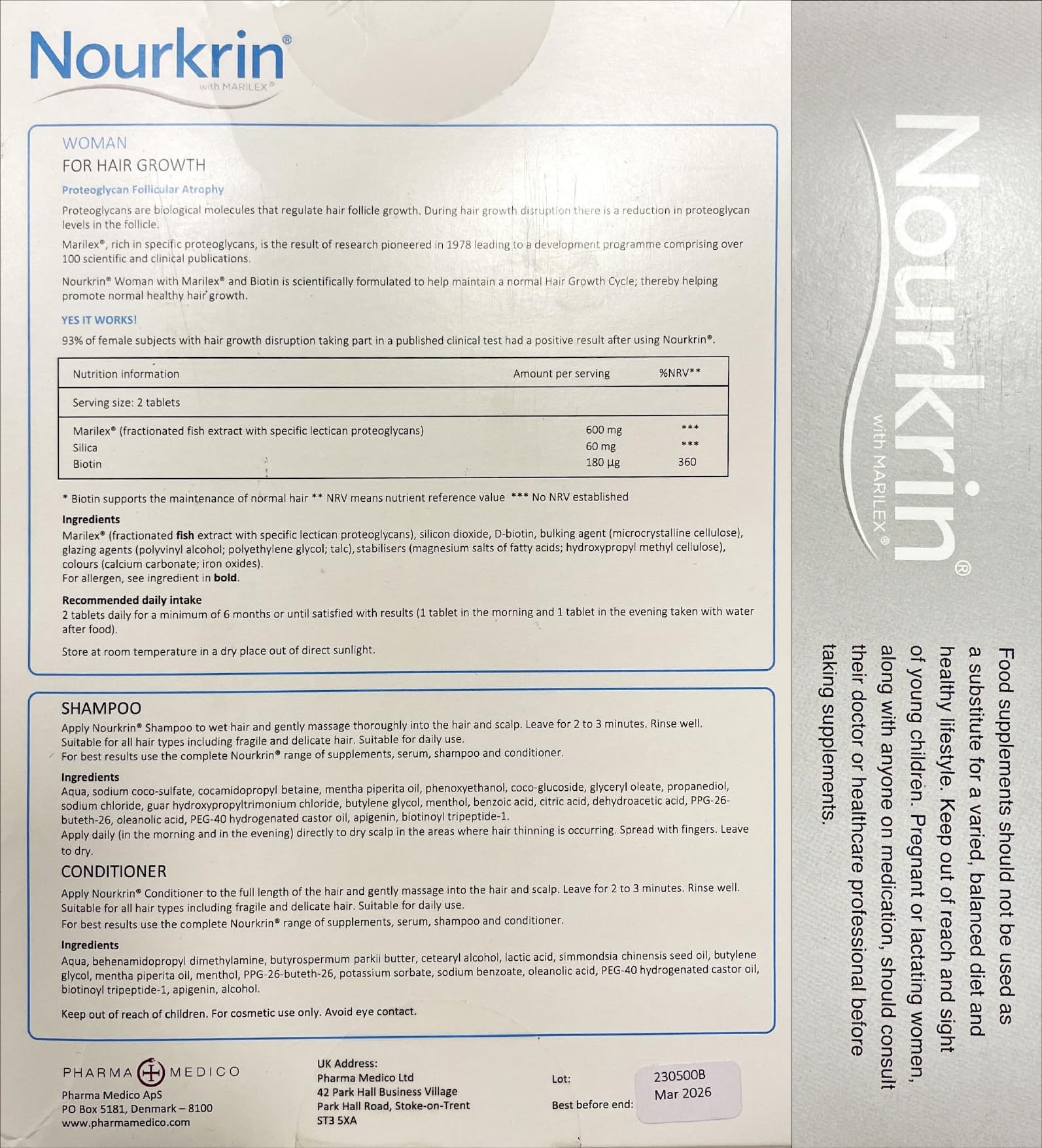 Nourkrin Woman conditioner bottle supporting smoother, healthier hair.