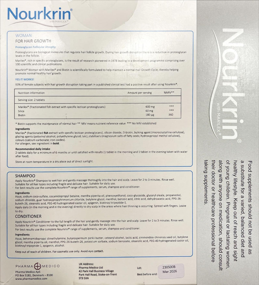 Nourkrin Woman conditioner bottle supporting smoother, healthier hair.