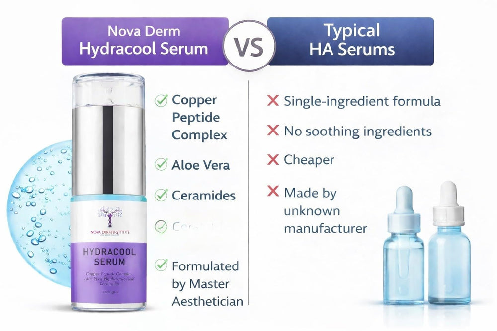 Nova Derm Institute serum on skin with breathable, non-greasy finish