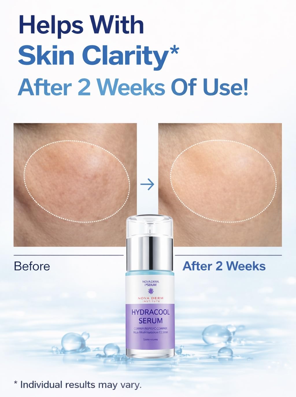 Nova Derm Institute serum swatch demonstrating quick absorption on skin