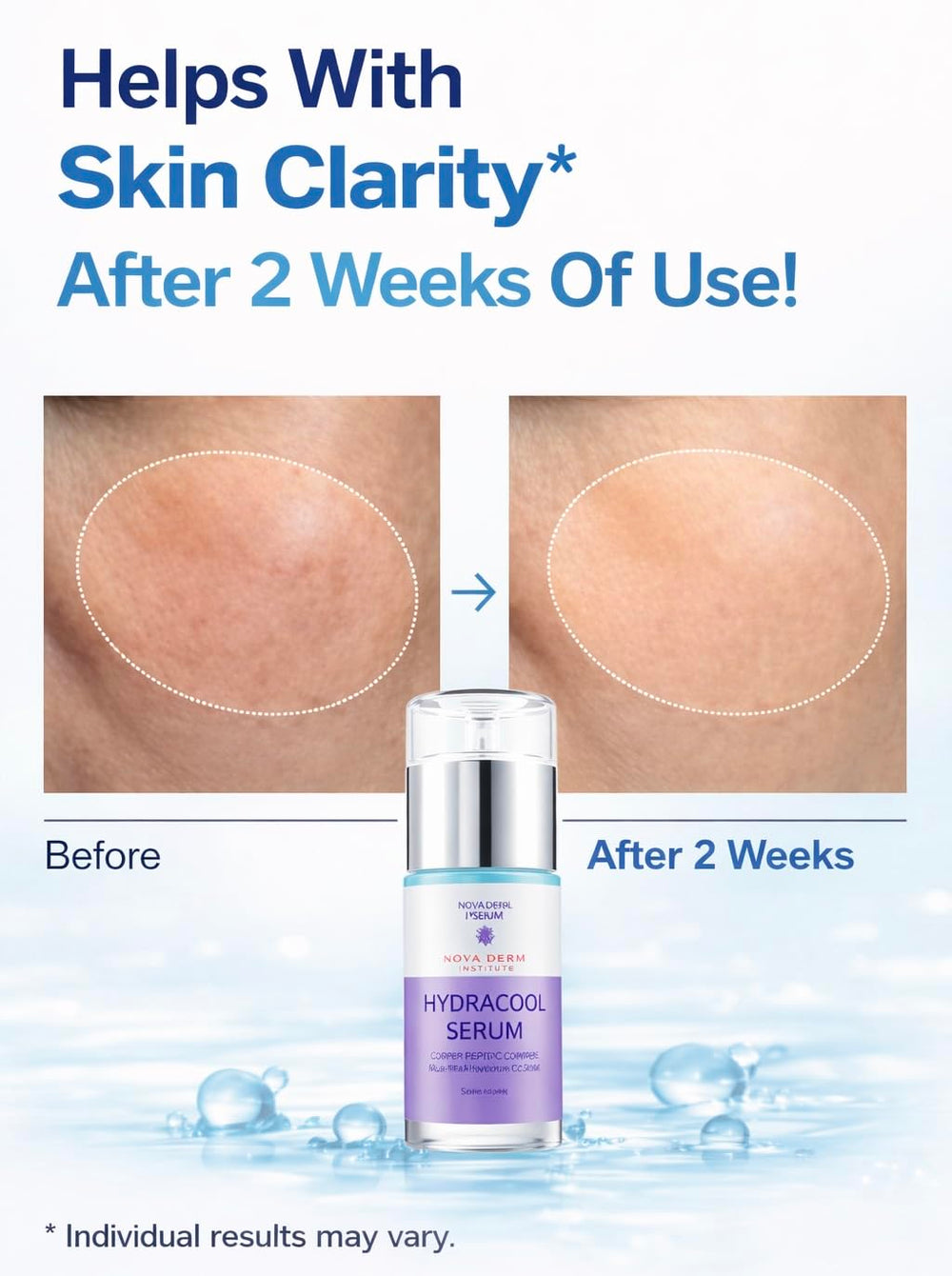 Nova Derm Institute serum swatch demonstrating quick absorption on skin