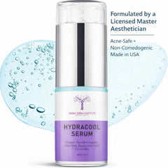 Nova Derm Institute serum texture swirl showing light, non-greasy finish for sensitive skin