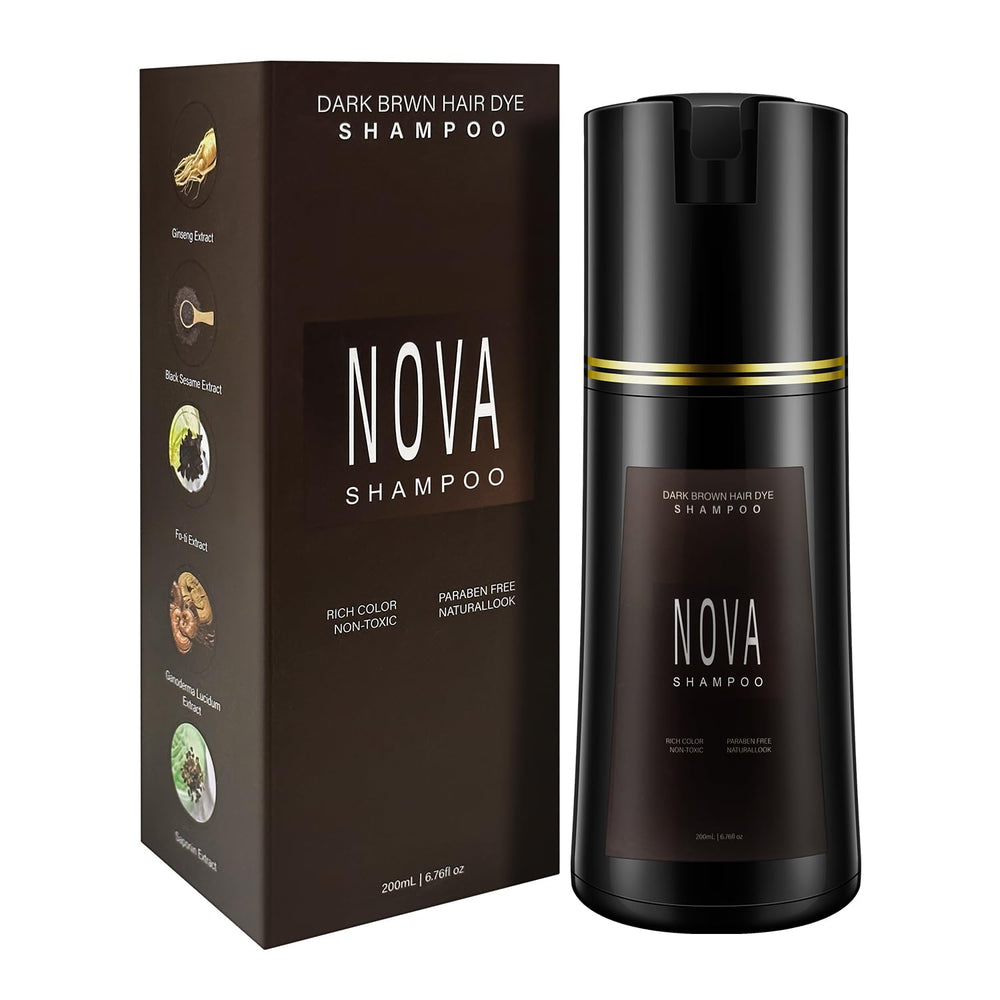 Nova Shampoo gray-coverage bottle for convenient at-home color care