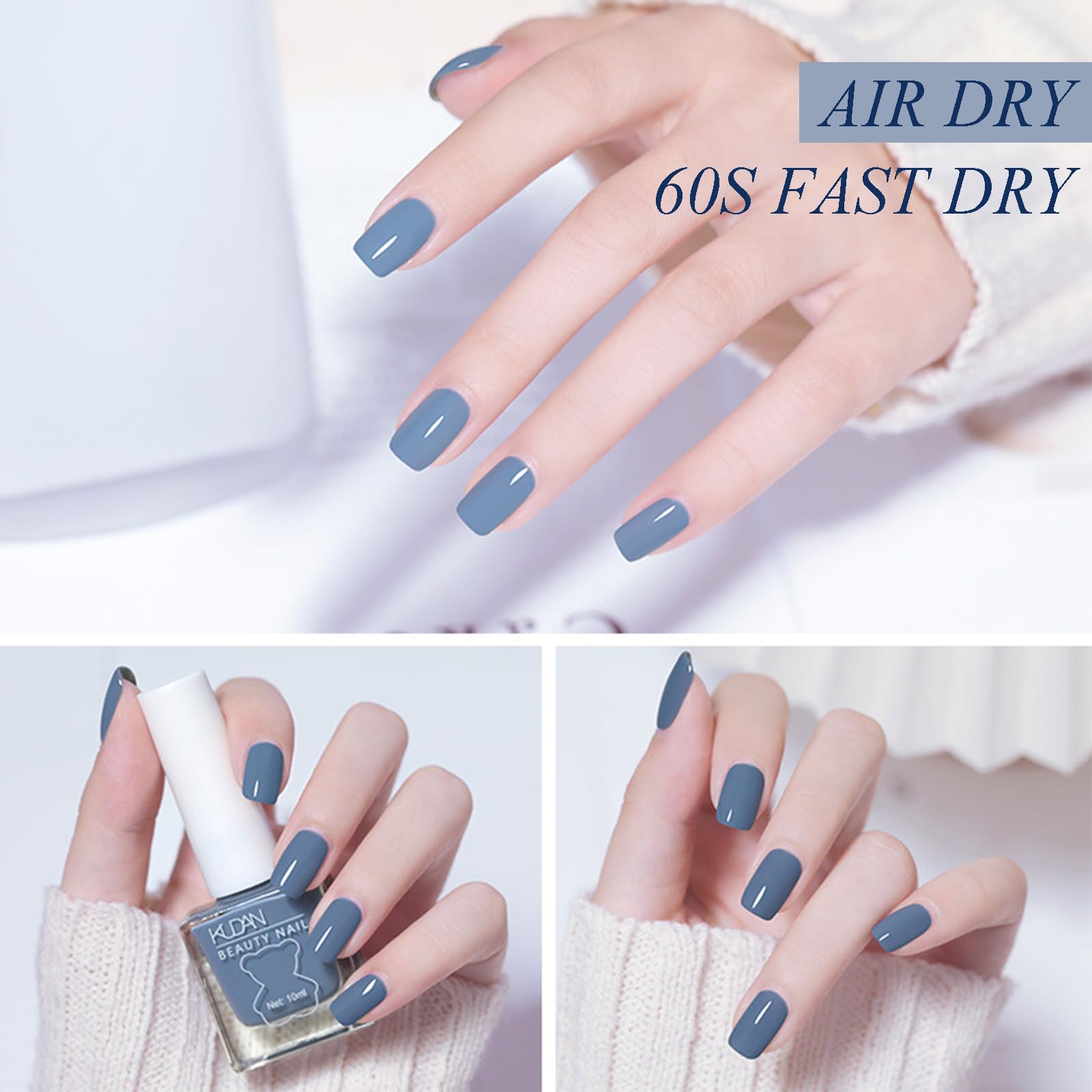 NovaCharm air-dry blue nail polish, quick-dry convenience without UV/LED lamp.